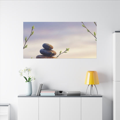 Spring River Stones Gold Vein Canvas Art | Philosophical Decor