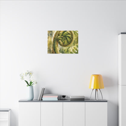 Japandi Fern Unfurling in Dappled | Watercolor Canvas Art