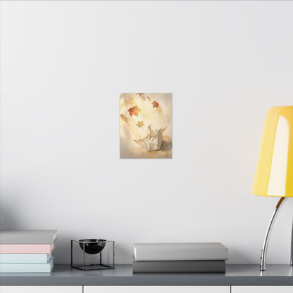 Japandi Paper Fold in Golden Hour | Watercolor Canvas Art