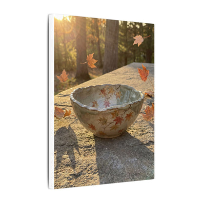 Japandi Ceramic Bowl in Golden Hour | Japanese Pattern Canvas Art