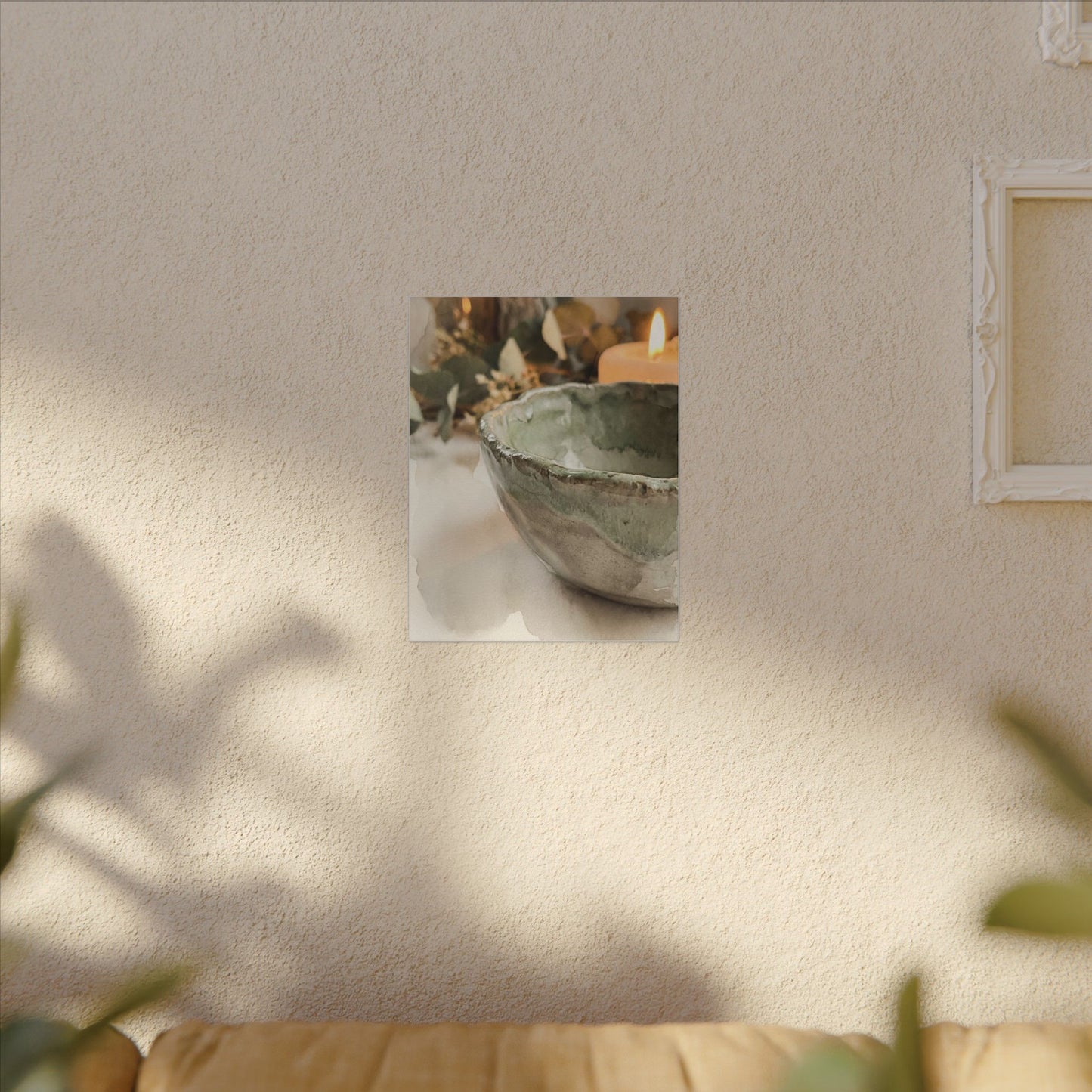 Ceramic Bowl Canvas Art | Summer Japandi Watercolor Art