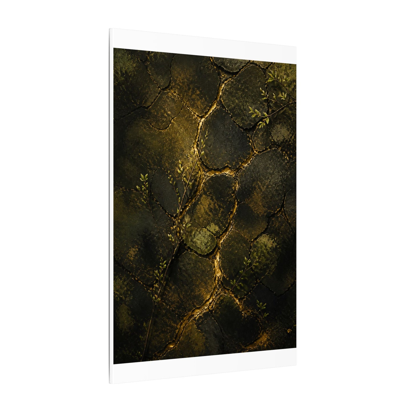 Shibui Cracked Earth Canvas Art - Dark Japandi Dark Texture