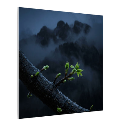 Moonlight Mountain Mist Canvas Art - Dark Japandi Kanso