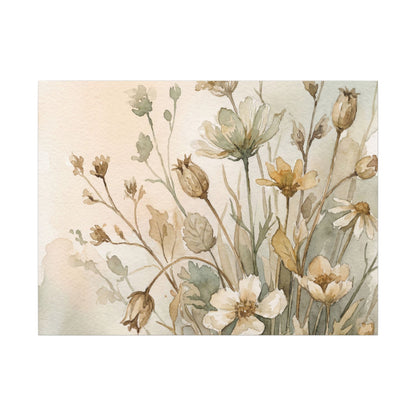 Summer Dried Flowers Watercolor Canvas Art | Elegant Decor