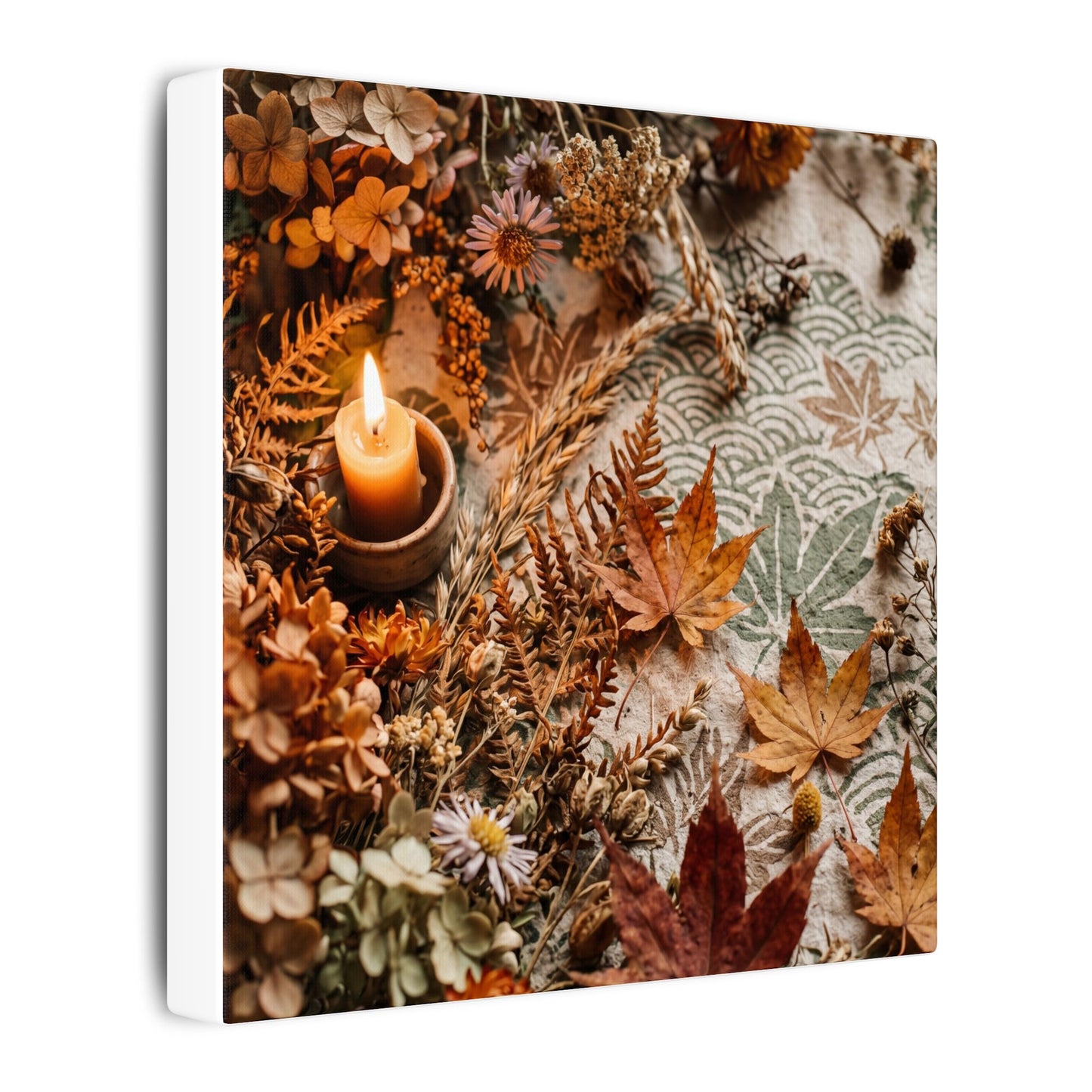 Candlelight Dried Flowers Canvas Art - Japandi Seijaku
