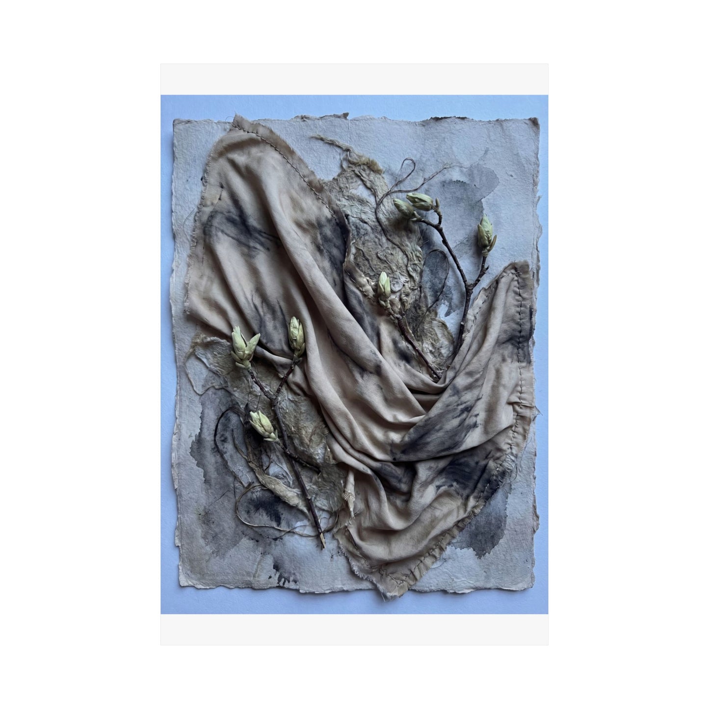 Japandi Silk Drape in Moonlight | Texture Wall Art Print