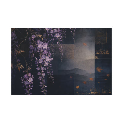 Dawn Wisteria Canvas Art - Dark Japandi Fukinsei