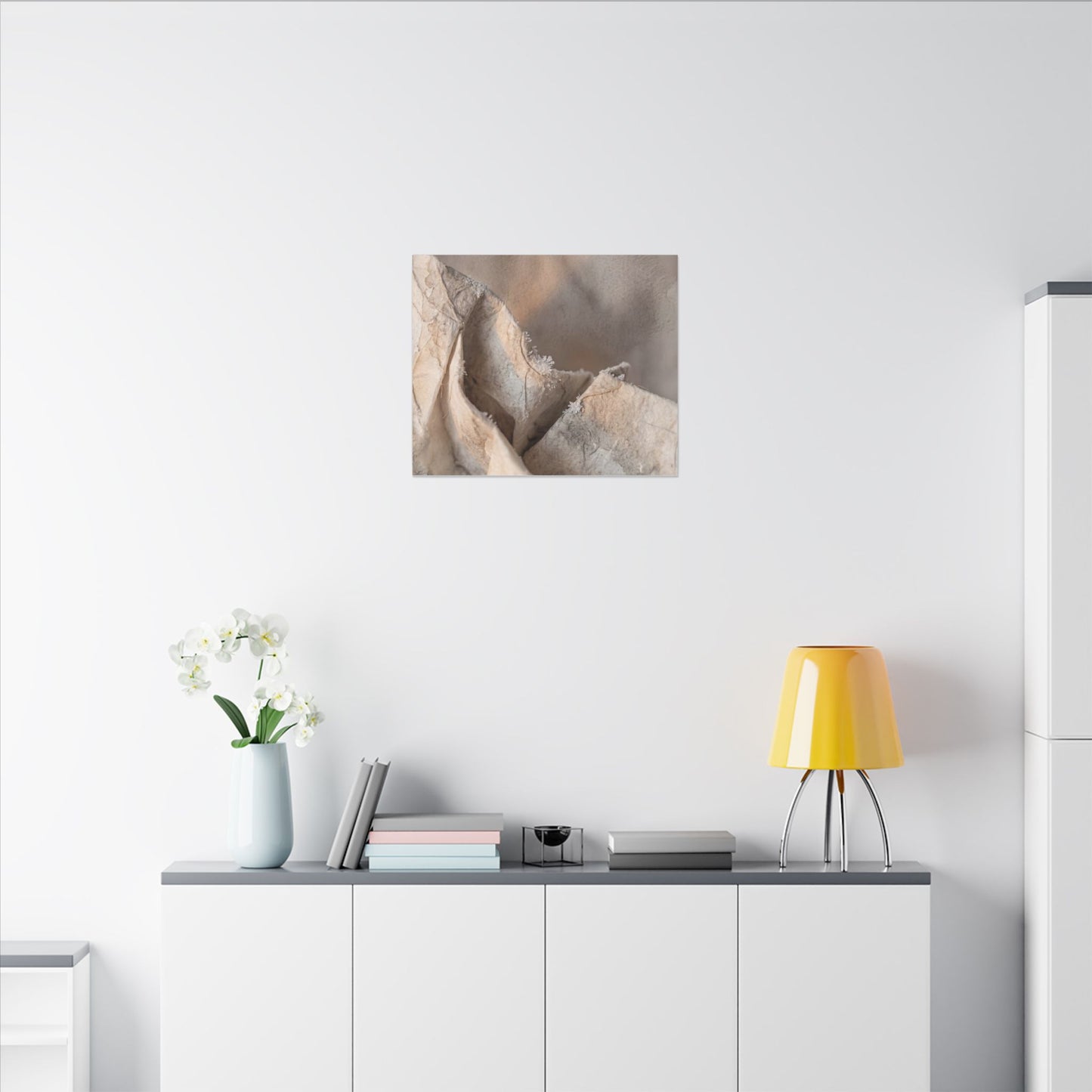 Japandi Paper Fold in Candlelight | Watercolor Canvas Art