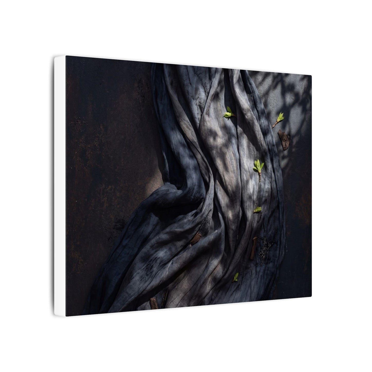 Seijaku Silk Drape Canvas Art - Dark Japandi Dark Texture