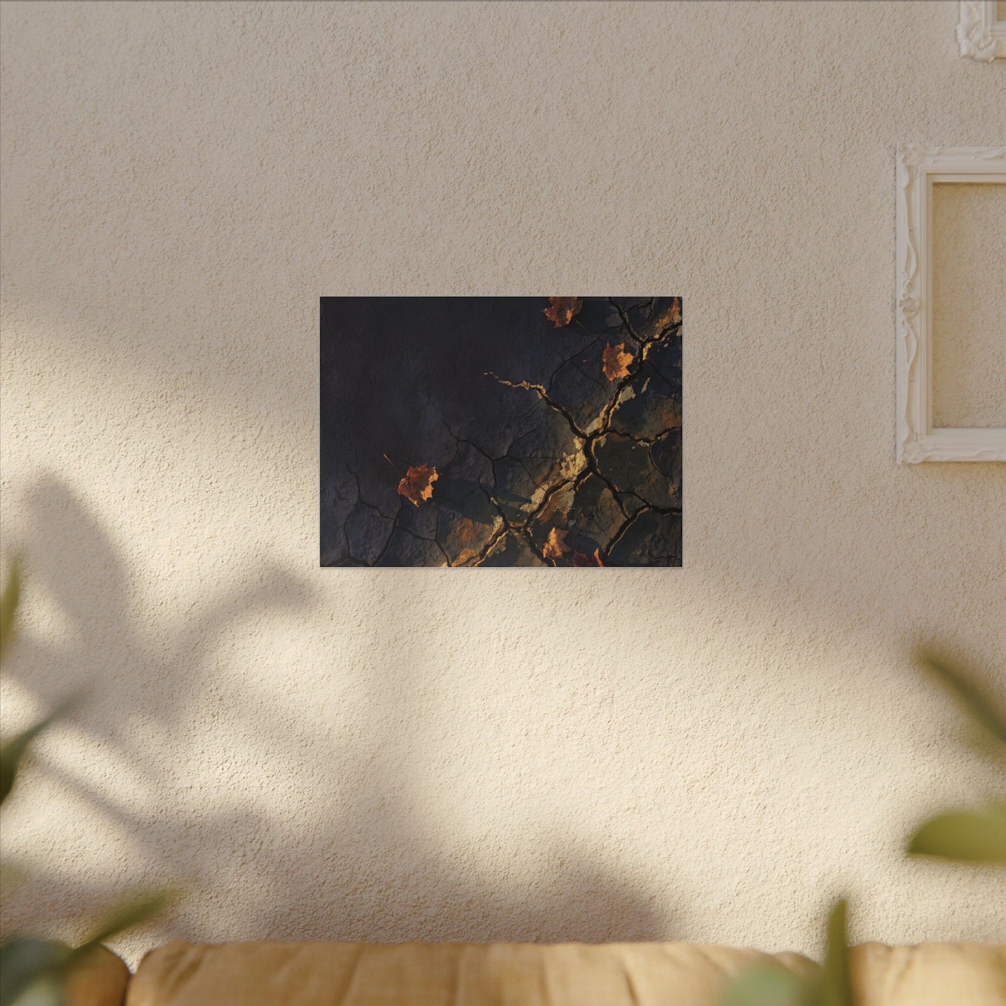 Cracked Earth Canvas Art | Autumn Dark Japandi Dark Texture Art