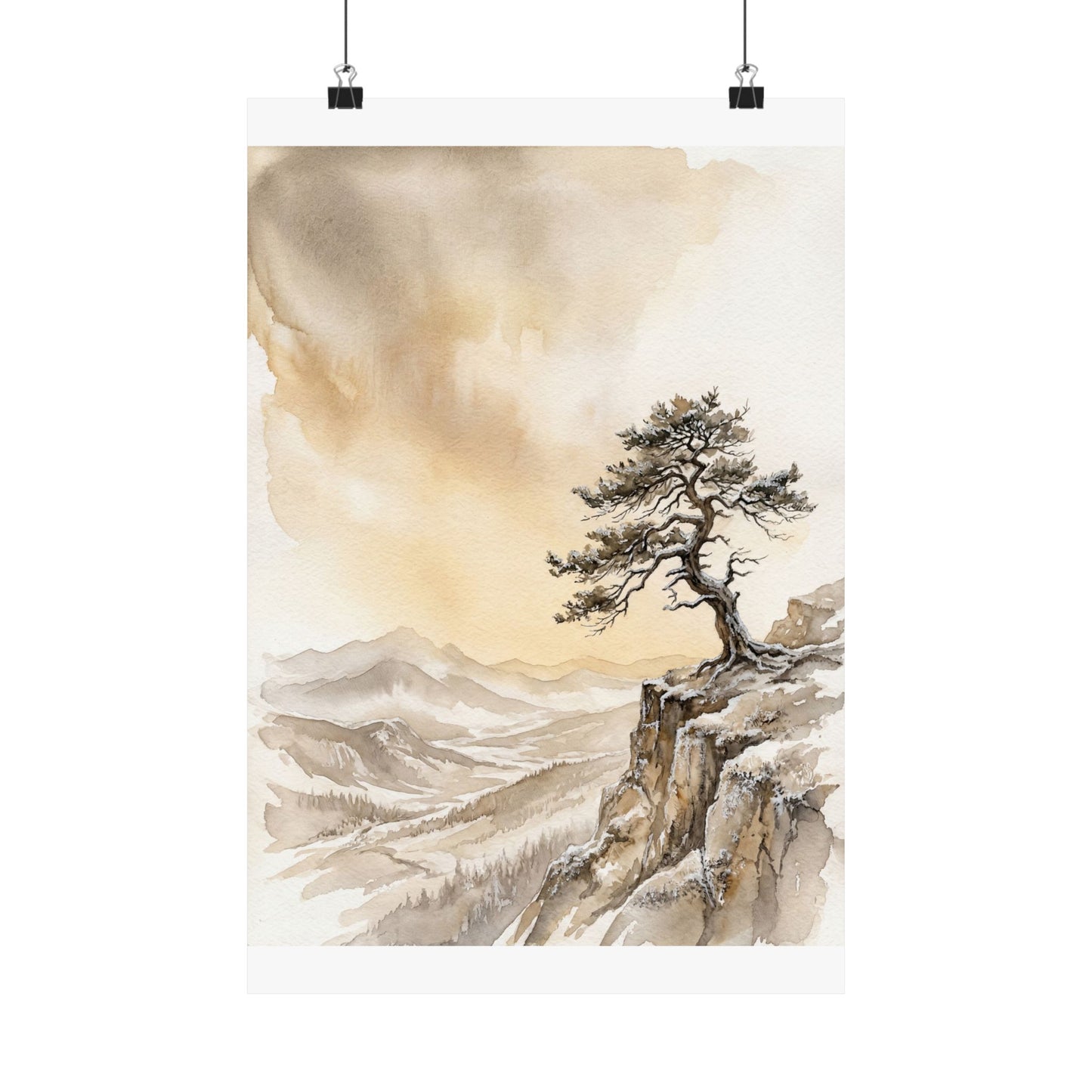Ma Pine Tree Wall Art Print - Japandi Watercolor Art Print