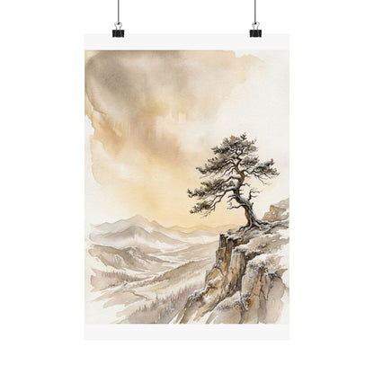 Ma Pine Tree Wall Art Print - Japandi Watercolor Art Print