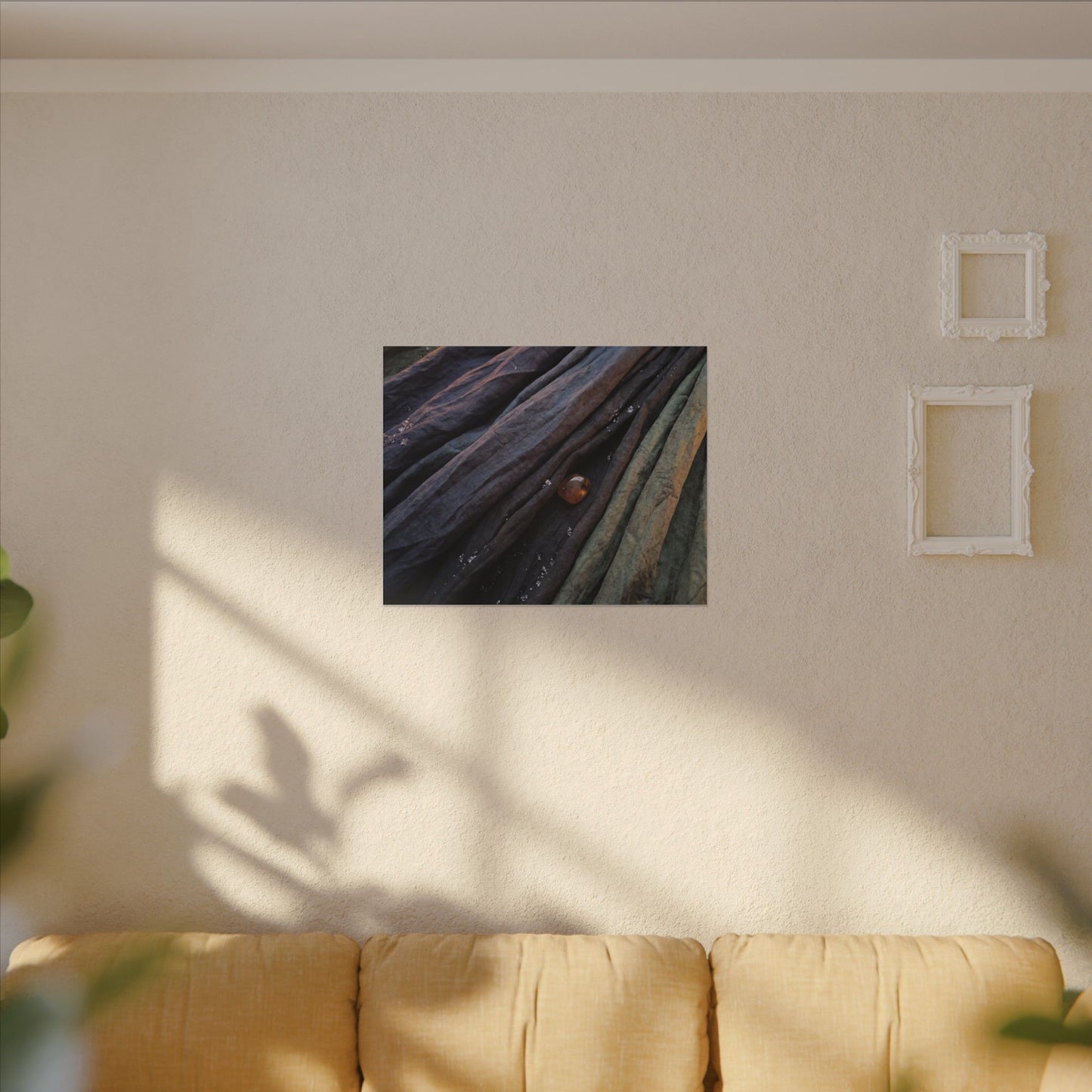 Silk Drape Shadow Zen Canvas Art | Moody Dark Japandi Art