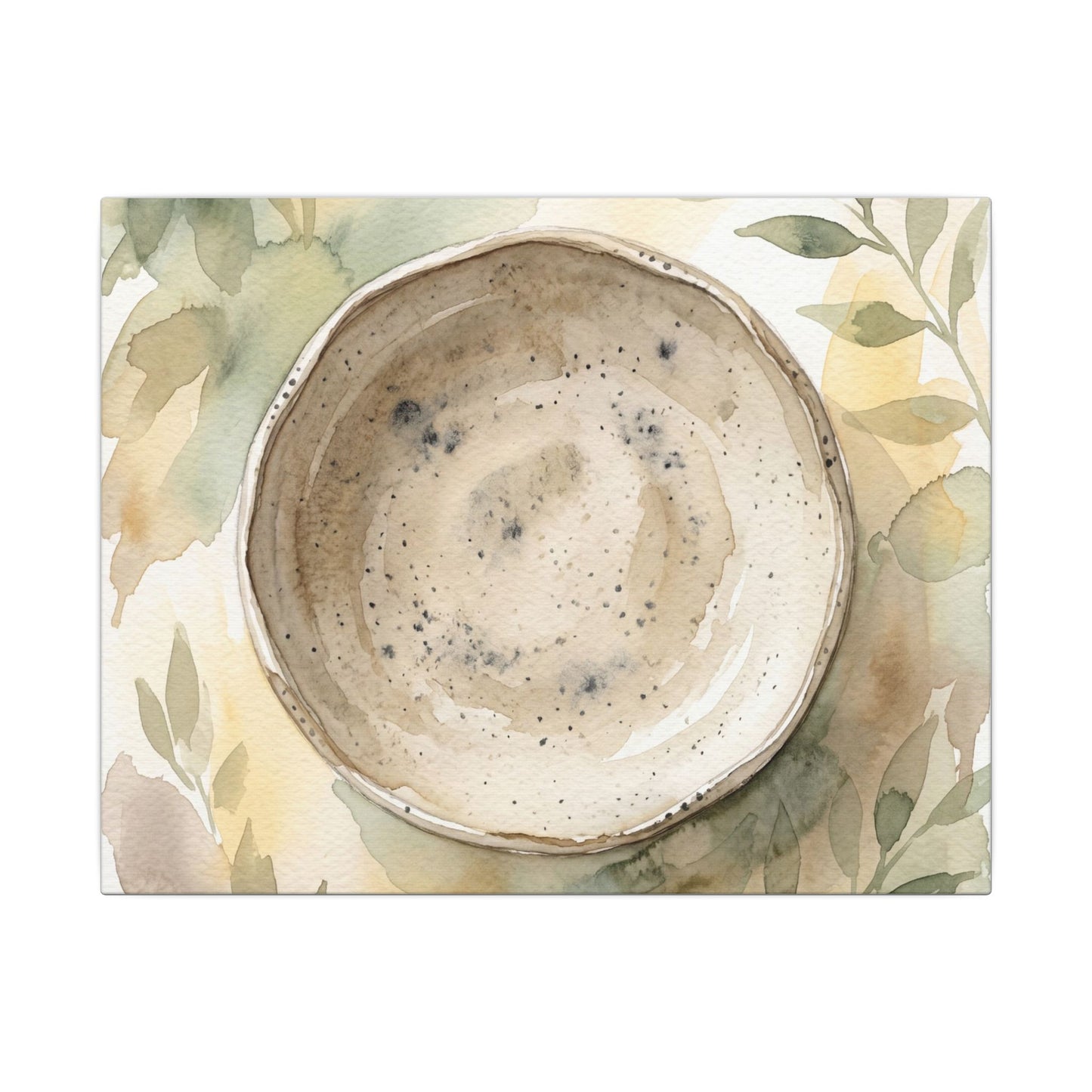 Ceramic Bowl Watercolor Canvas Art | Warm Japandi Art