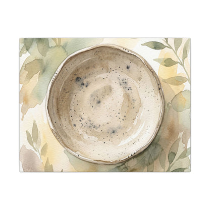 Ceramic Bowl Watercolor Canvas Art | Warm Japandi Art