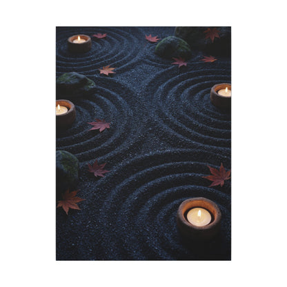 Seijaku Rock Garden Canvas Art - Dark Japandi Dark Texture