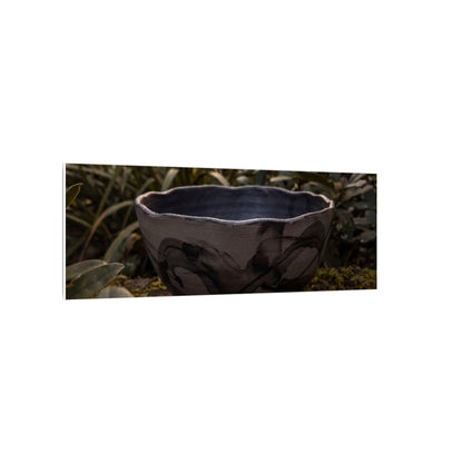 Ceramic Bowl Canvas Art | Summer Dark Japandi Charcoal Ink Art