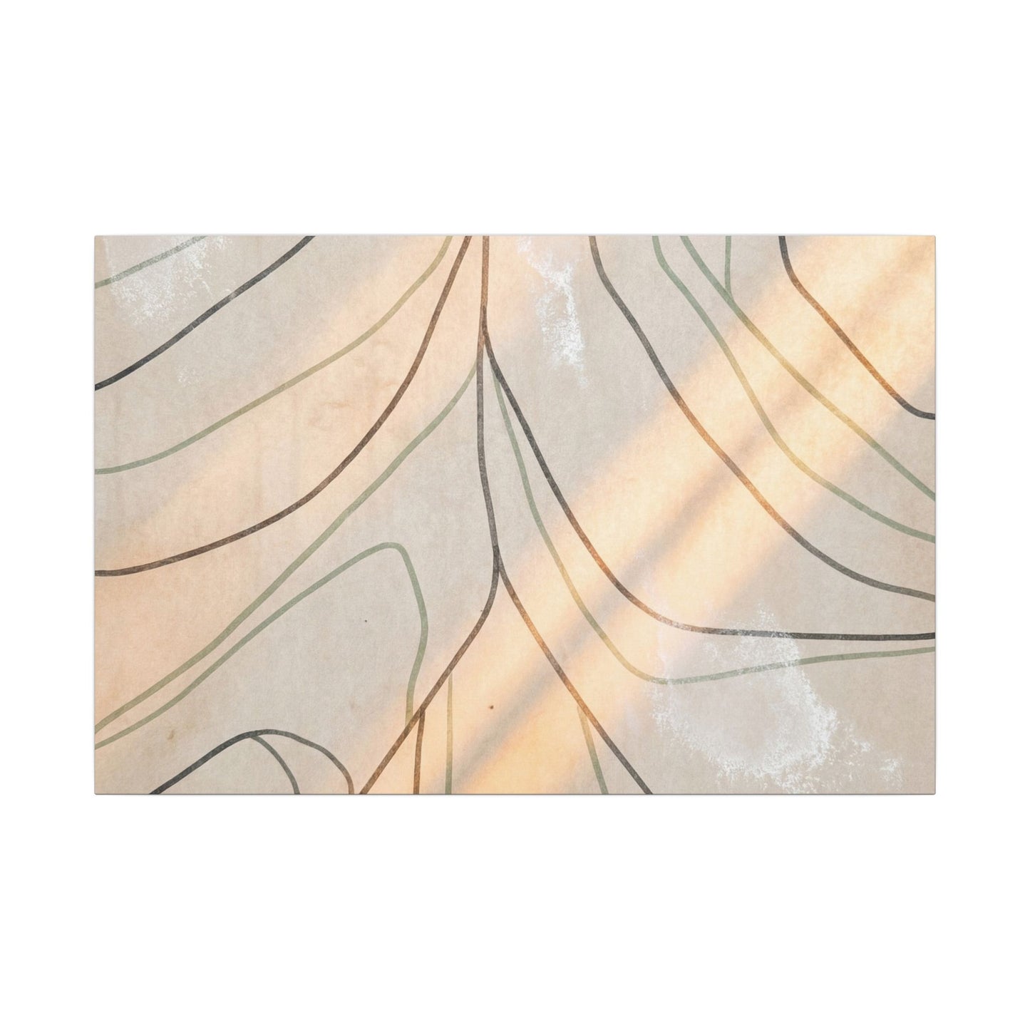 Shoji Screen Minimal Line Canvas Art | Warm Japandi Art Art Print