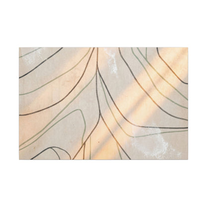 Shoji Screen Minimal Line Canvas Art | Warm Japandi Art Art Print