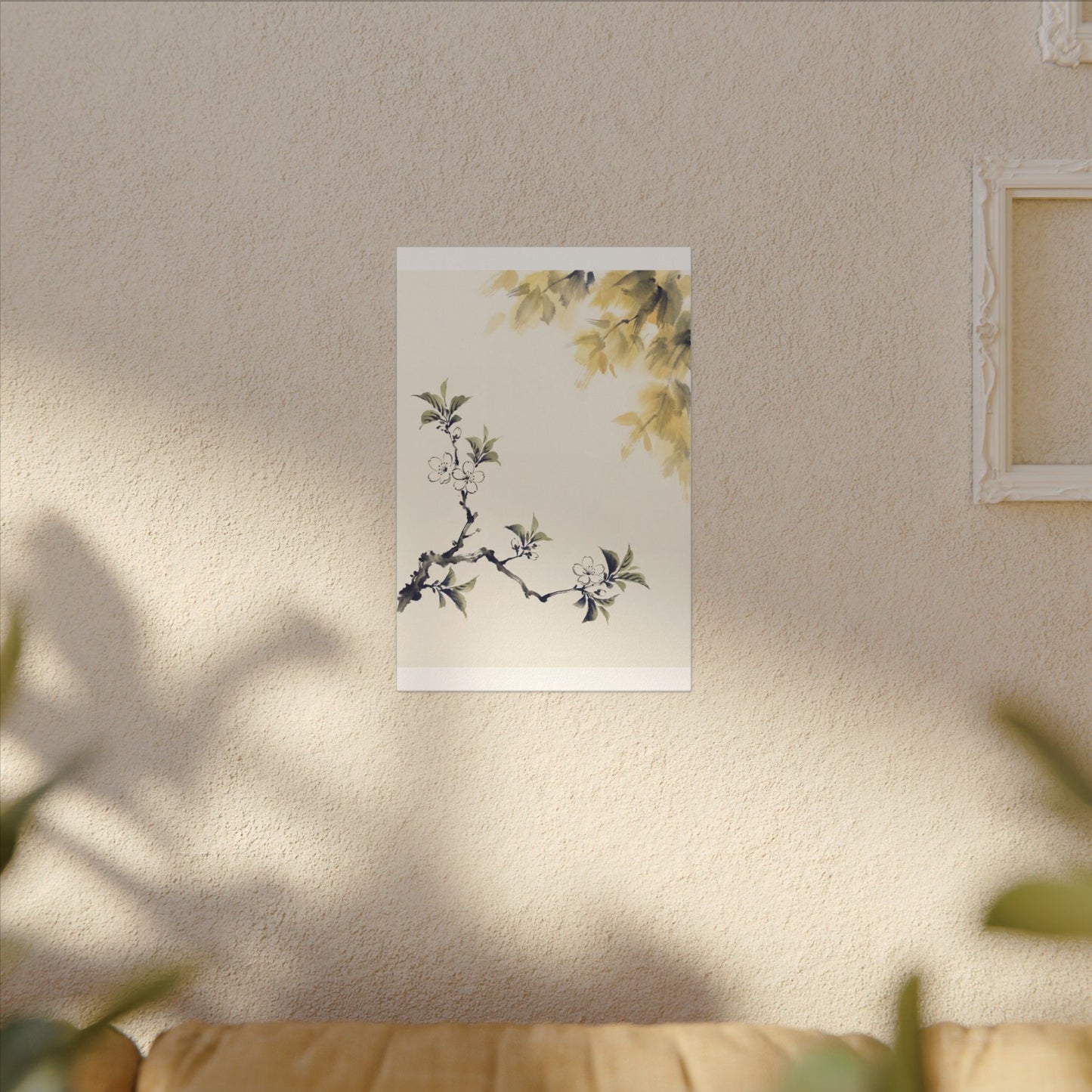 Kanso Cherry Blossom Canvas Art - Zen Sumi E