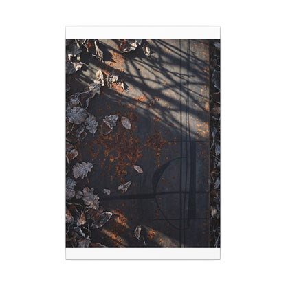 Shibui Rust Patina Canvas Art - Dark Japandi Charcoal Ink
