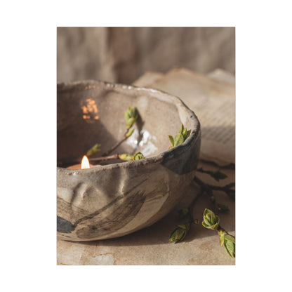 Candlelight Ceramic Bowl Canvas Art - Japandi Ma