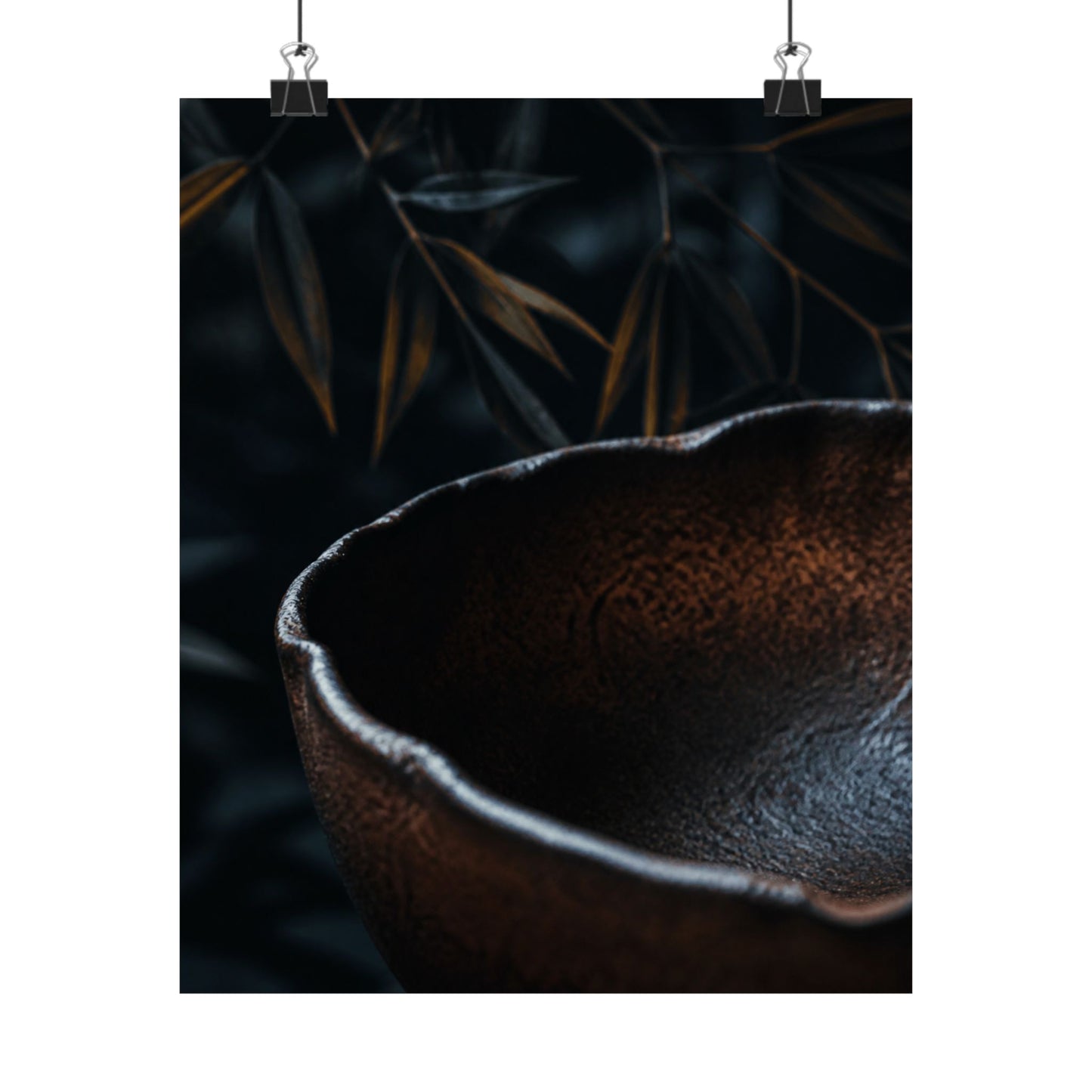 Moonlight Ceramic Bowl Wall Art Print - Dark Japandi Kanso