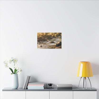 Neutral Ceramic Bowl Canvas Art - Japanese Pattern Japandi