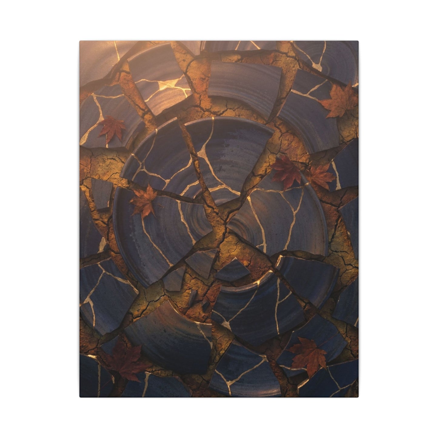Autumn Cracked Earth Gold Repair Canvas Art | Philosophical Decor