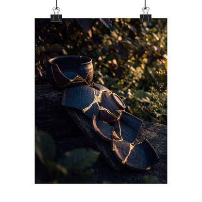 Mono No Aware Broken Pottery Wall Art Print - Dark Japandi Shadow Zen