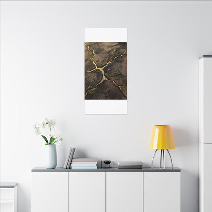 Spring Cracked Earth Charcoal Ink Canvas Art | Luxurious Decor