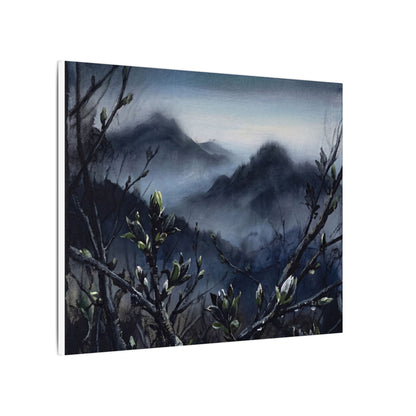 Mountain Mist Spring Canvas Art | Dark Japandi Atmospheric Design