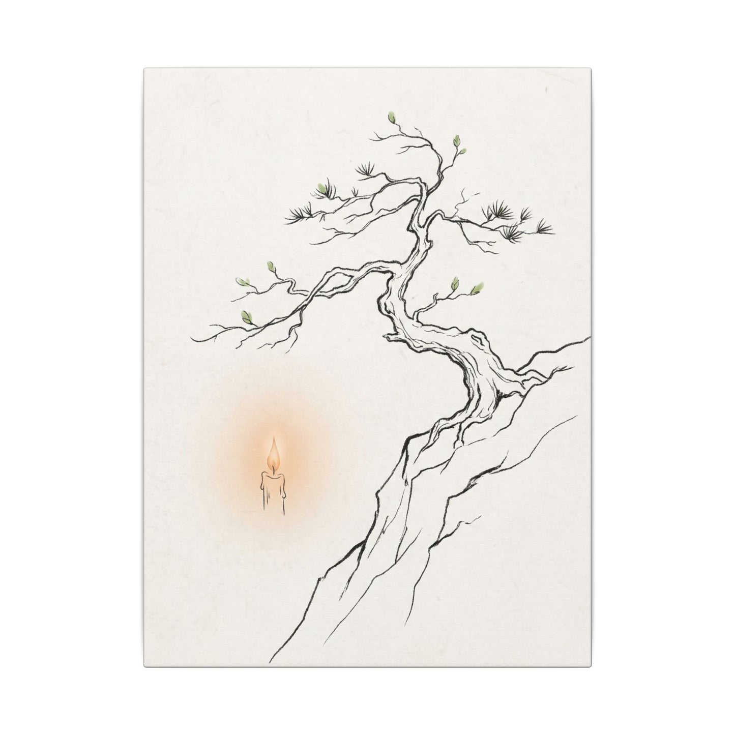 Candlelight Pine Tree Canvas Art - Japandi Shibui