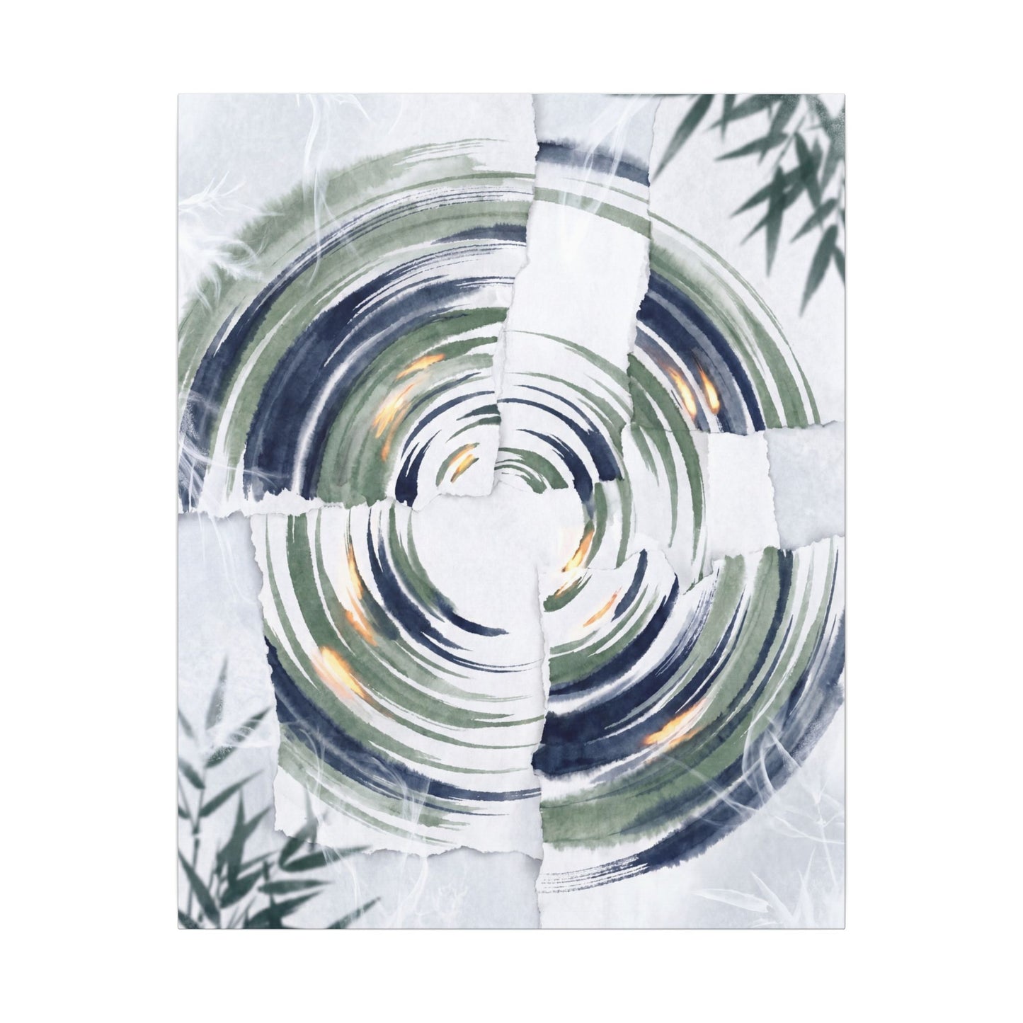 Winter Water Ripple Sumi E Canvas Art | Peaceful Decor