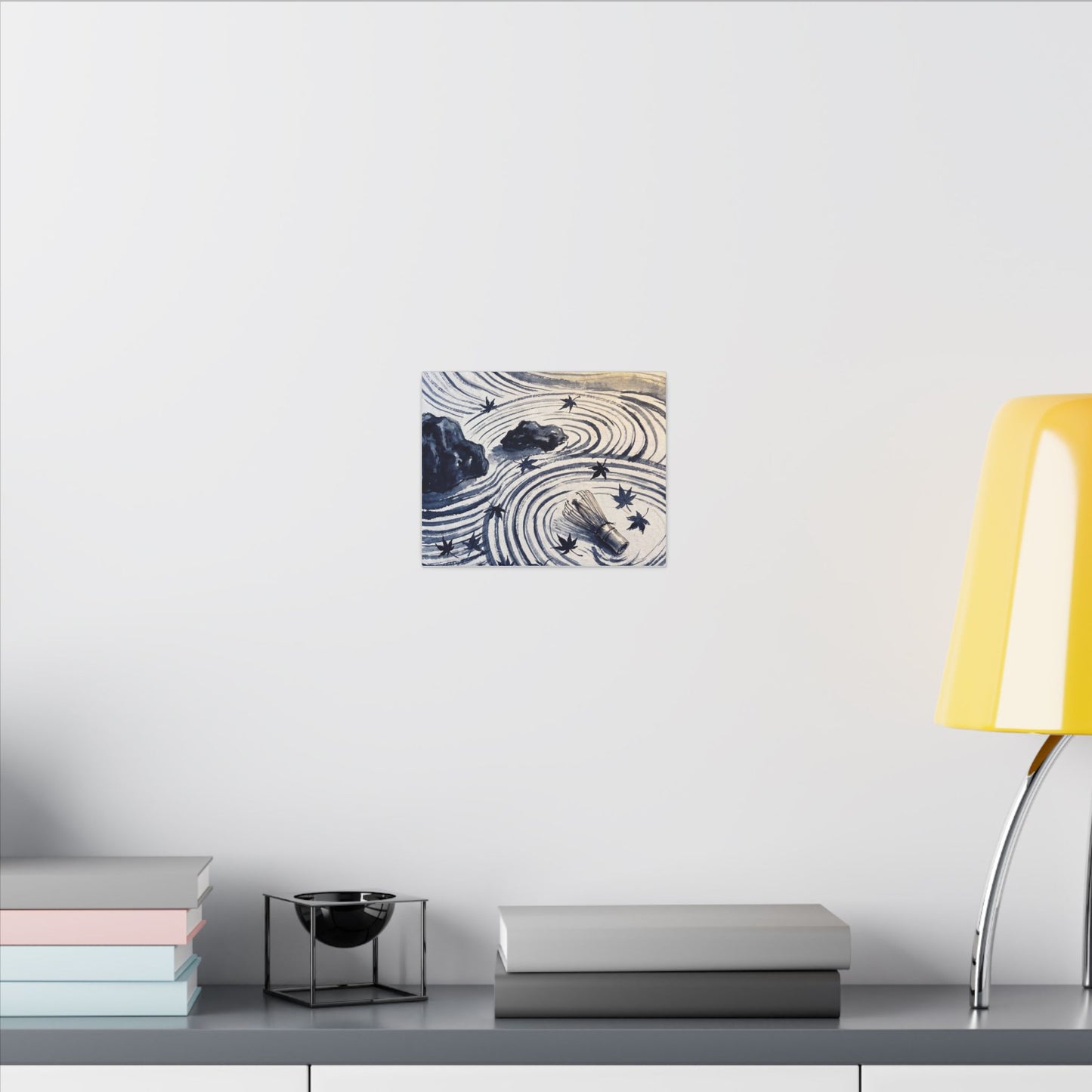 Zen Rock Garden in Golden Hour | Sumi E Canvas Art