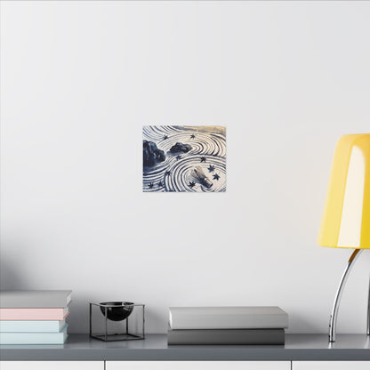 Zen Rock Garden in Golden Hour | Sumi E Canvas Art