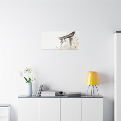 Fukinsei Torii Gate Canvas Art - Japandi Watercolor