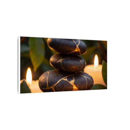 Summer River Stones Gold Vein Canvas Art | Philosophical Decor