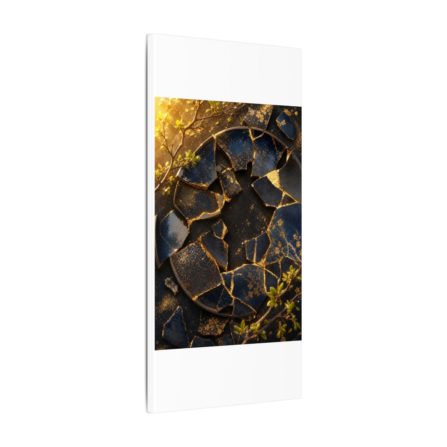 Golden Hour Broken Pottery Canvas Art - Kintsugi Ma