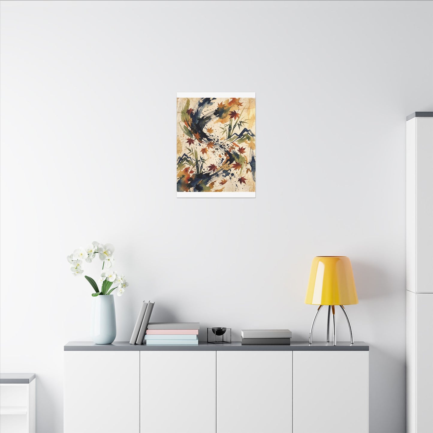 Golden Hour Ink Brushstroke Canvas Art - Zen Shibui