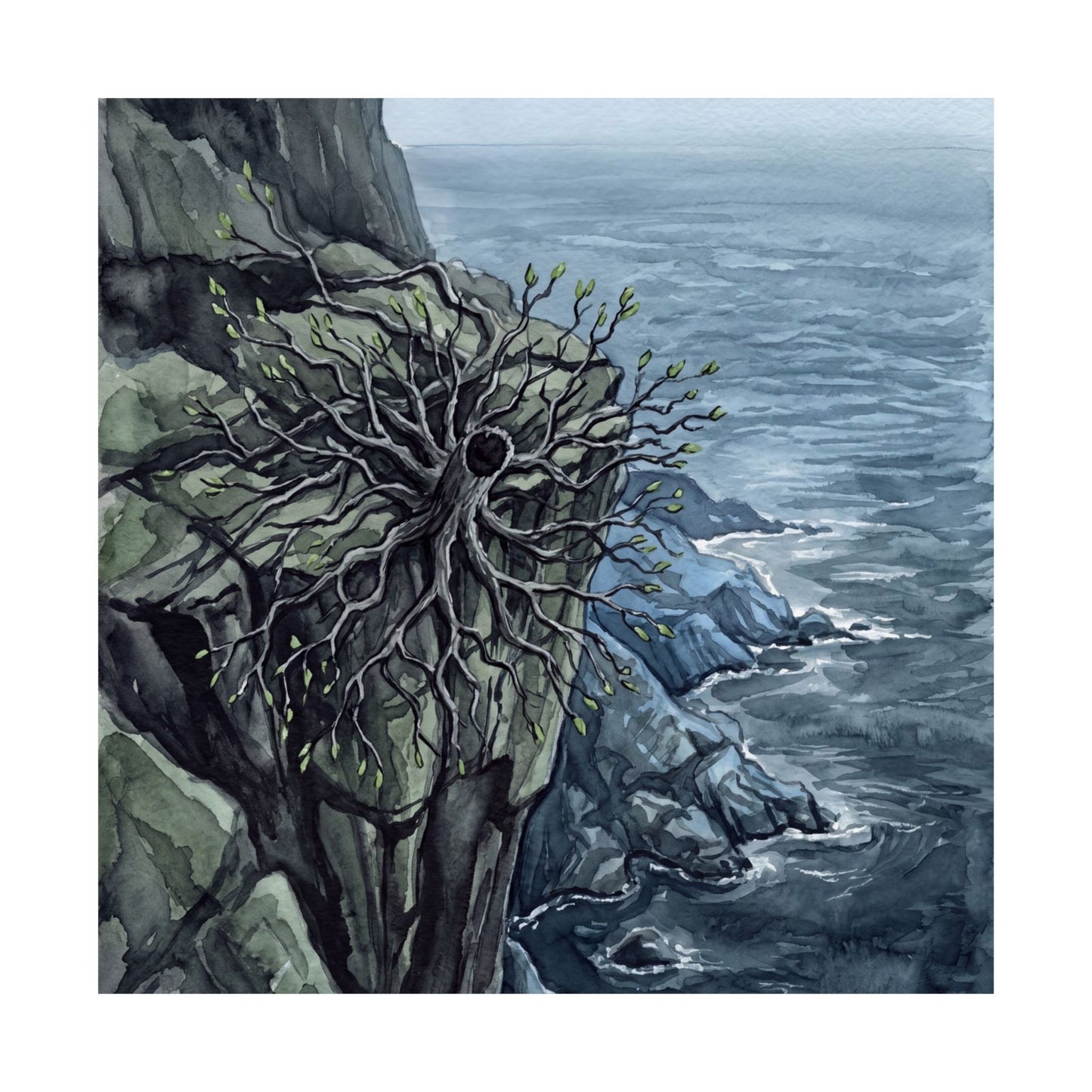 Pine Tree Watercolor Wall Art Print | Elegant Japandi Art