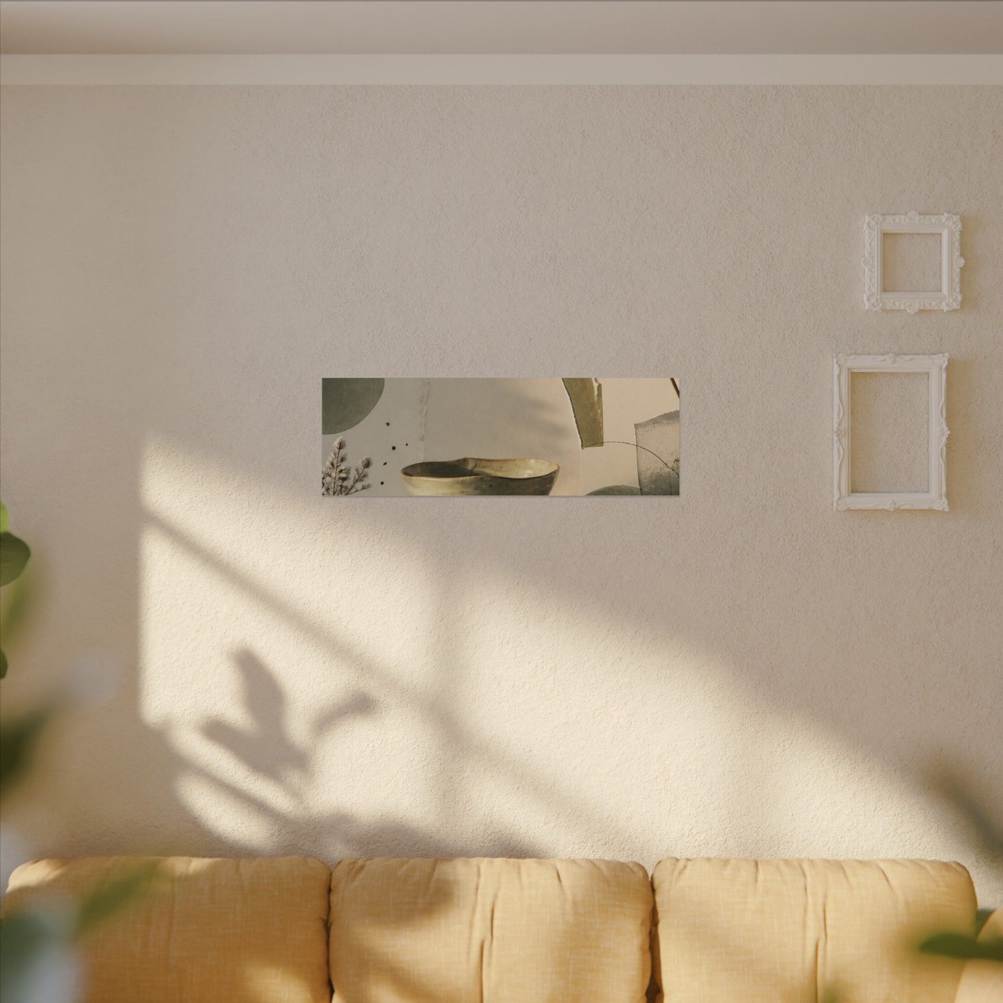 Warm Ceramic Bowl Canvas Art - Minimal Line Japandi