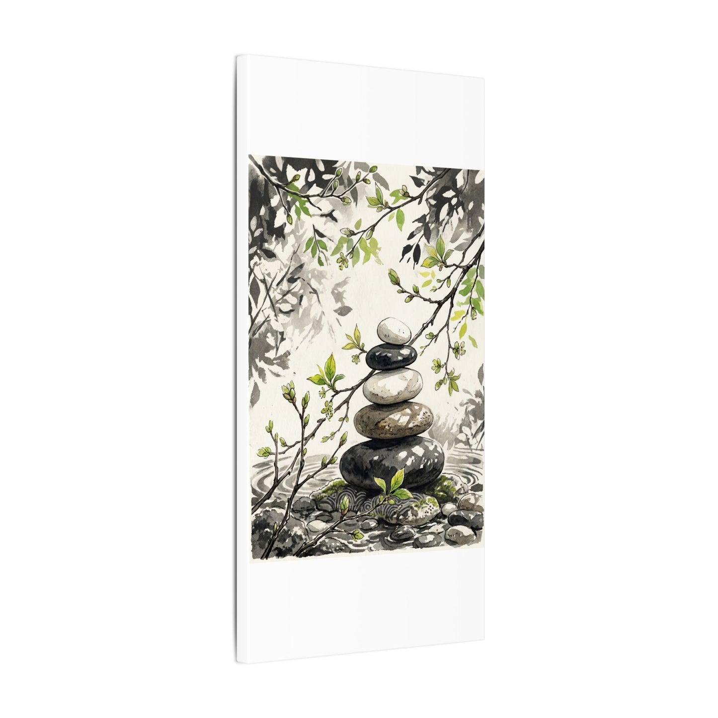 Spring River Stones Japanese Pattern Canvas Art | Elegant Decor