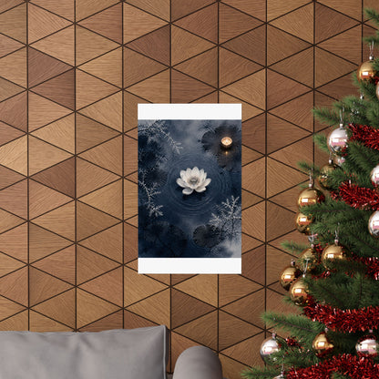 Lotus Flower Wall Art Print | Winter Zen Sumi E Art