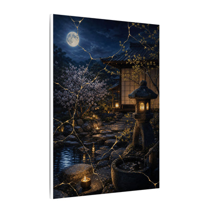 Seijaku Moonlit Garden Canvas Art - Kintsugi Gold Vein
