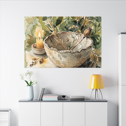 Ceramic Bowl Summer Canvas Art | Japandi Elegant Design