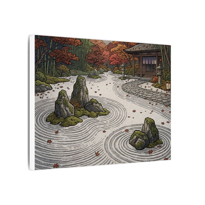 Autumn Rock Garden Ukiyo E Inspired Canvas Art | Peaceful Decor