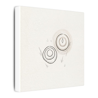 River Stones Canvas Art | Winter Japandi Minimal Line Art