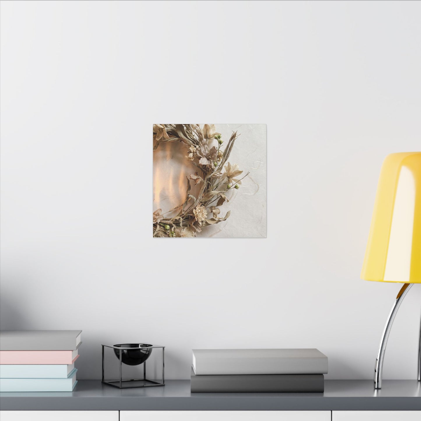 Dried Flowers Japanese Pattern Canvas Art | Neutral Japandi Art