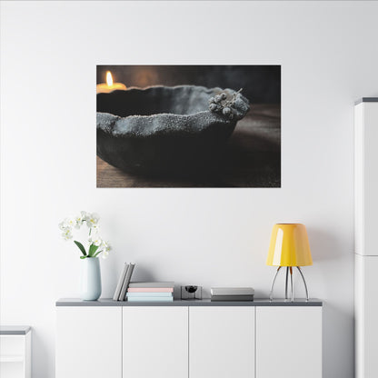 Ceramic Bowl Canvas Art | Winter Dark Japandi Shadow Zen Art